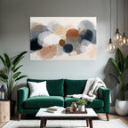 Abstract Circles Modern Aesthetic Muted Colors Blue Orange Beige Gray