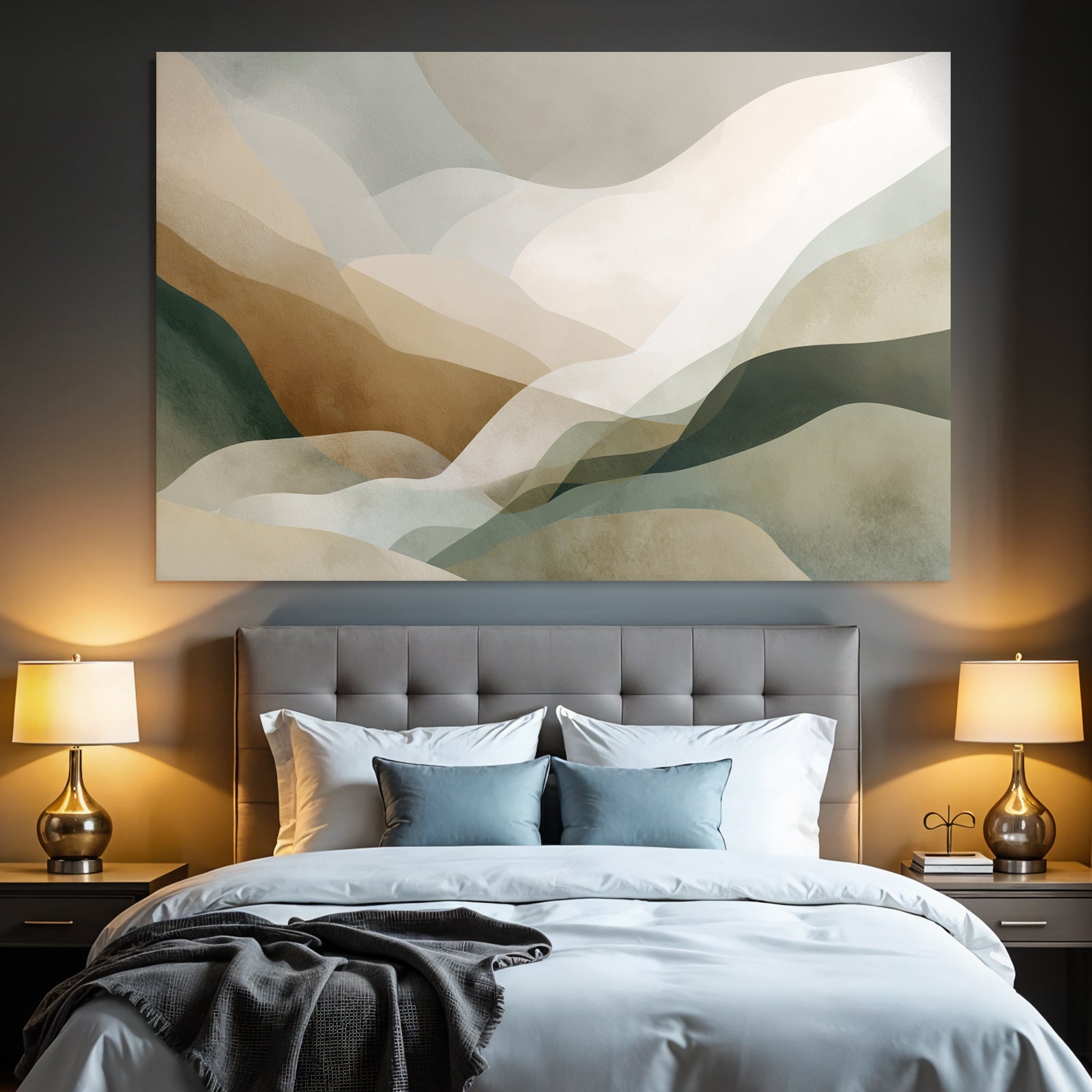 Abstract Digital Artwork Earthy Tones Flowing Shapes