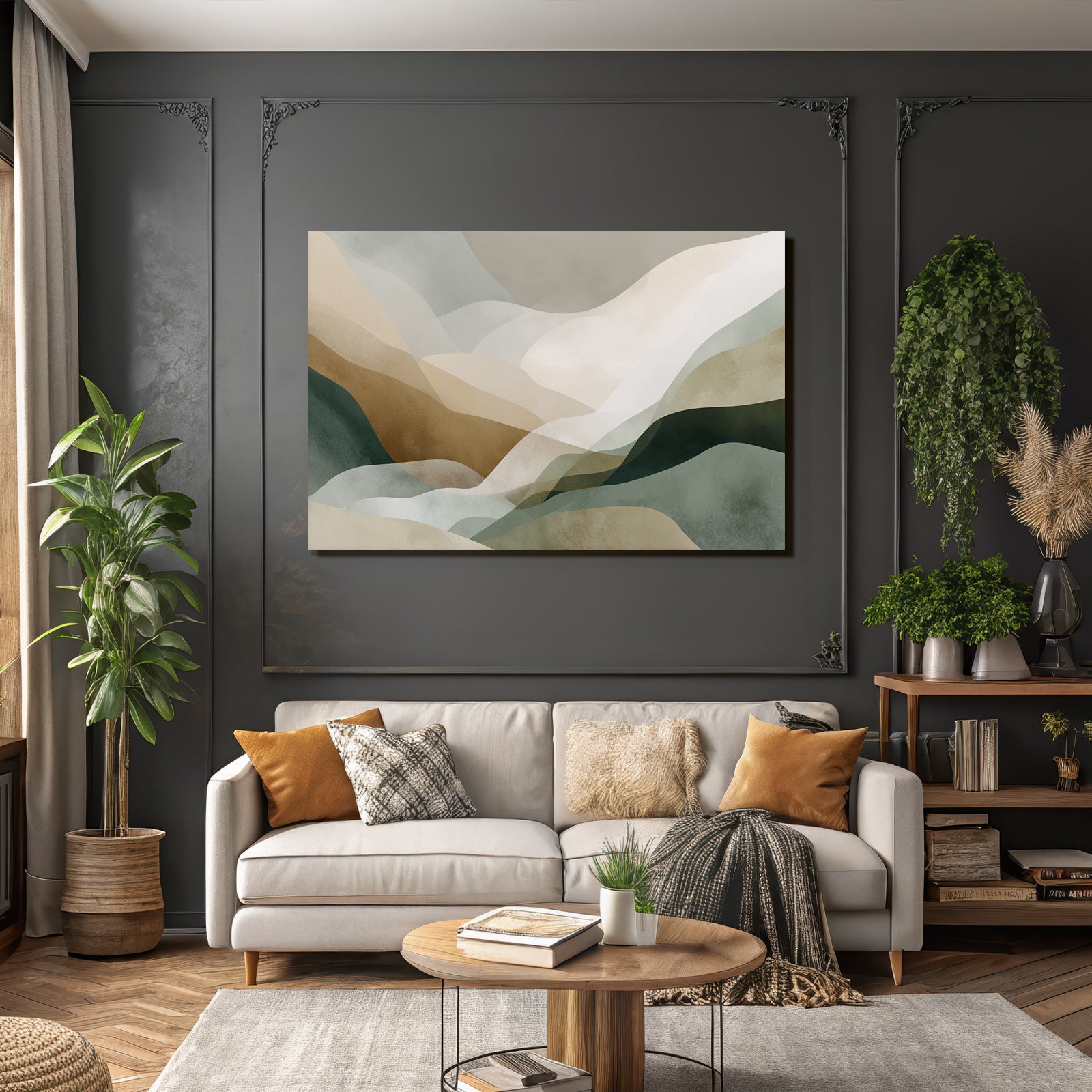 Abstract Digital Artwork Earthy Tones Flowing Shapes