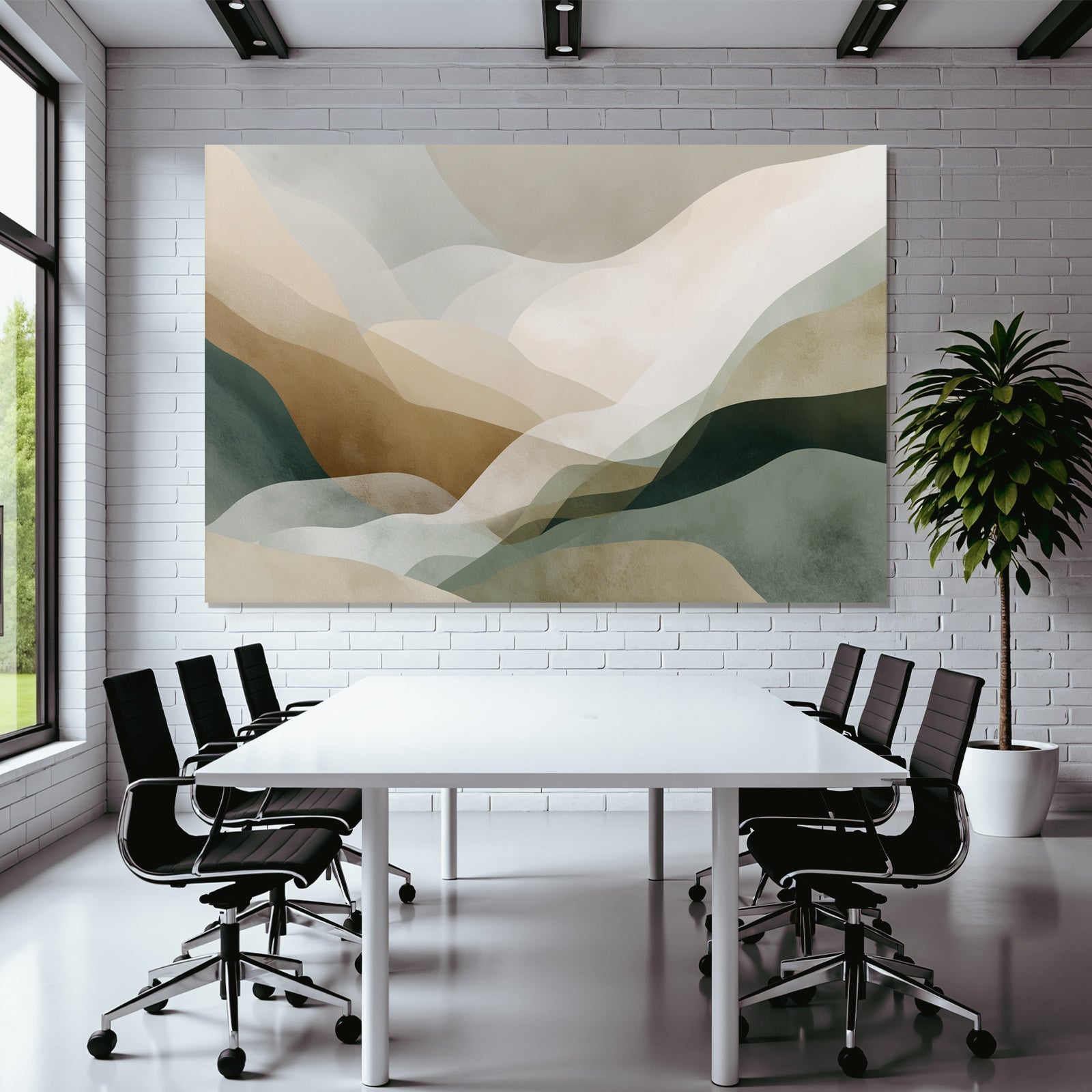 Abstract Digital Artwork Earthy Tones Flowing Shapes