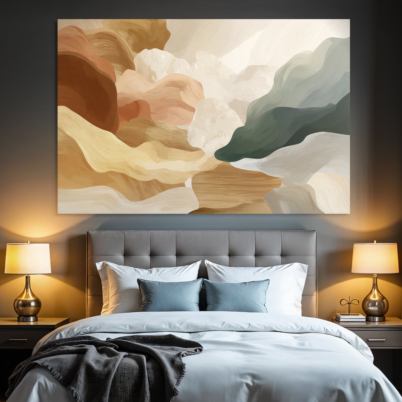 Abstract Digital Artwork Soft Shapes Earthy Tones