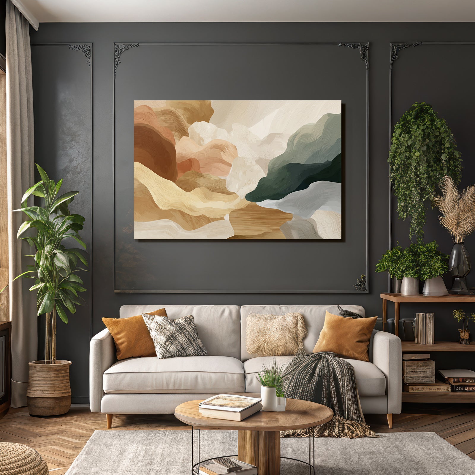 Abstract Digital Artwork Soft Shapes Earthy Tones