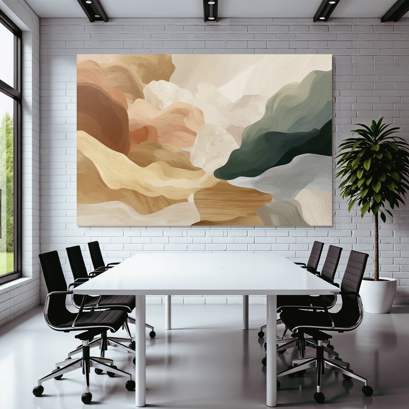 Abstract Digital Artwork Soft Shapes Earthy Tones