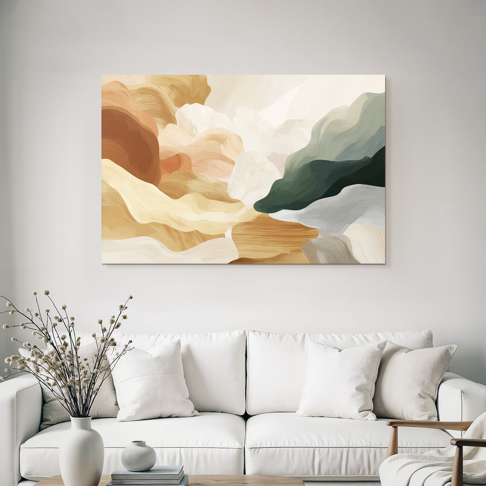 Abstract Digital Artwork Soft Shapes Earthy Tones