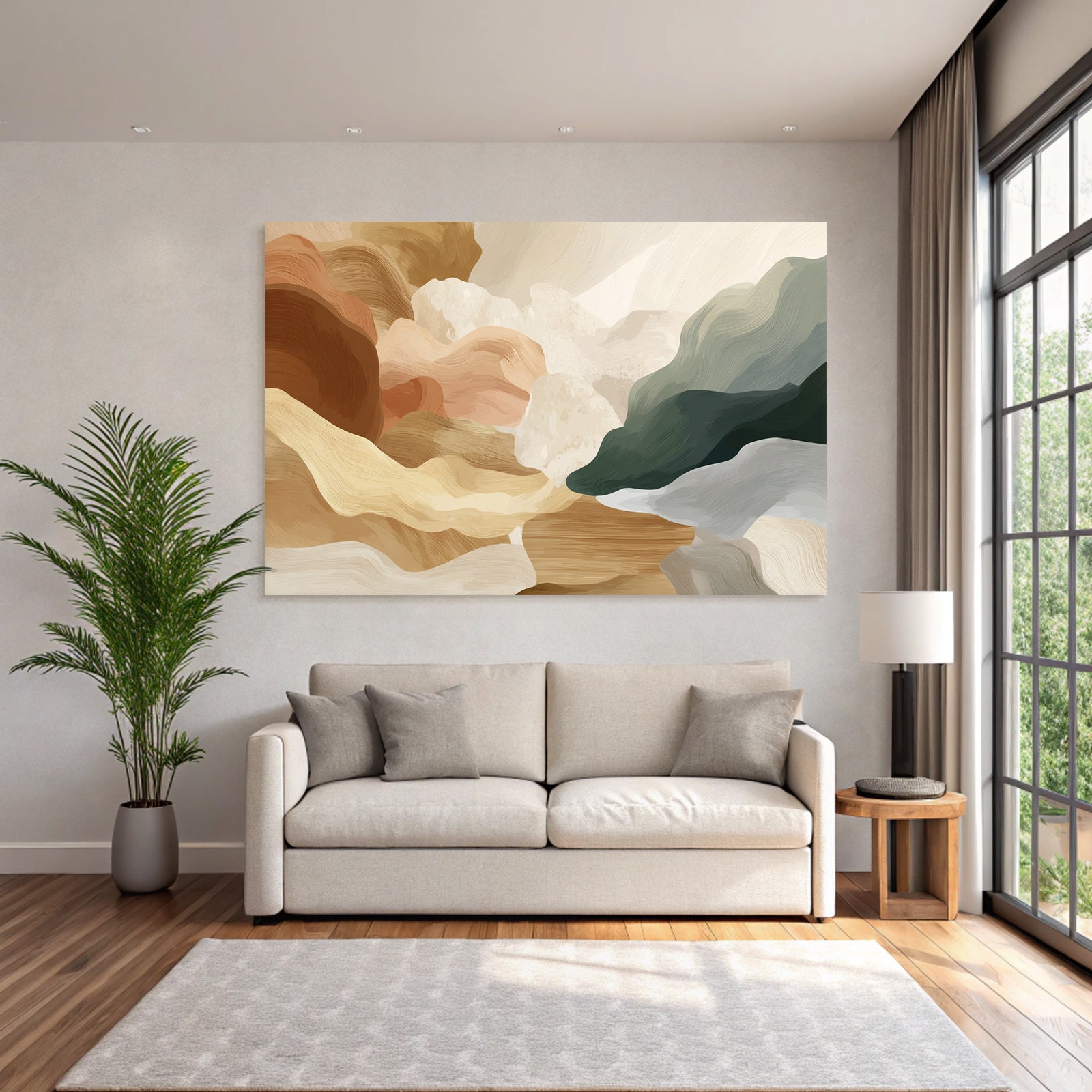 Abstract Digital Artwork Soft Shapes Earthy Tones