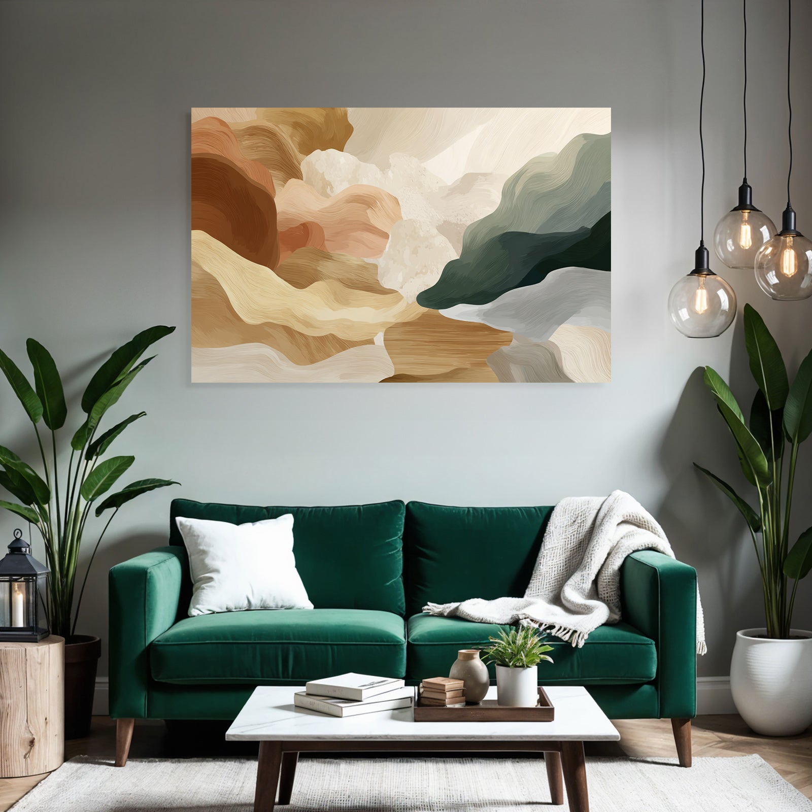 Abstract Digital Artwork Soft Shapes Earthy Tones