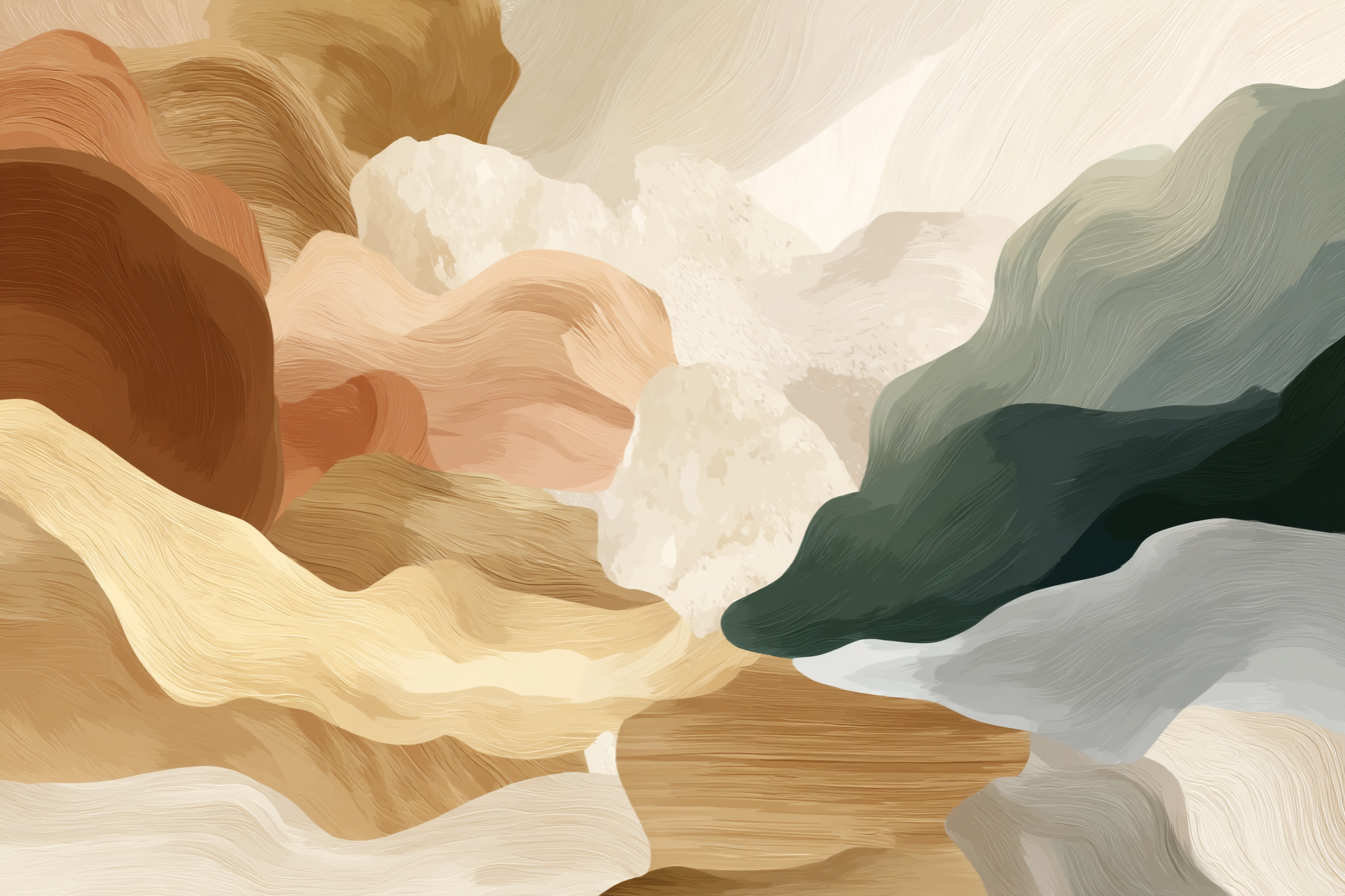 Abstract Digital Artwork Soft Shapes Earthy Tones | Japandi | Einrichtungsstile