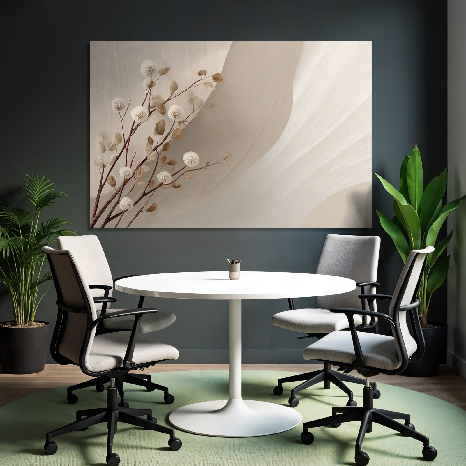Abstract Flower Branch Artwork Warm Colors