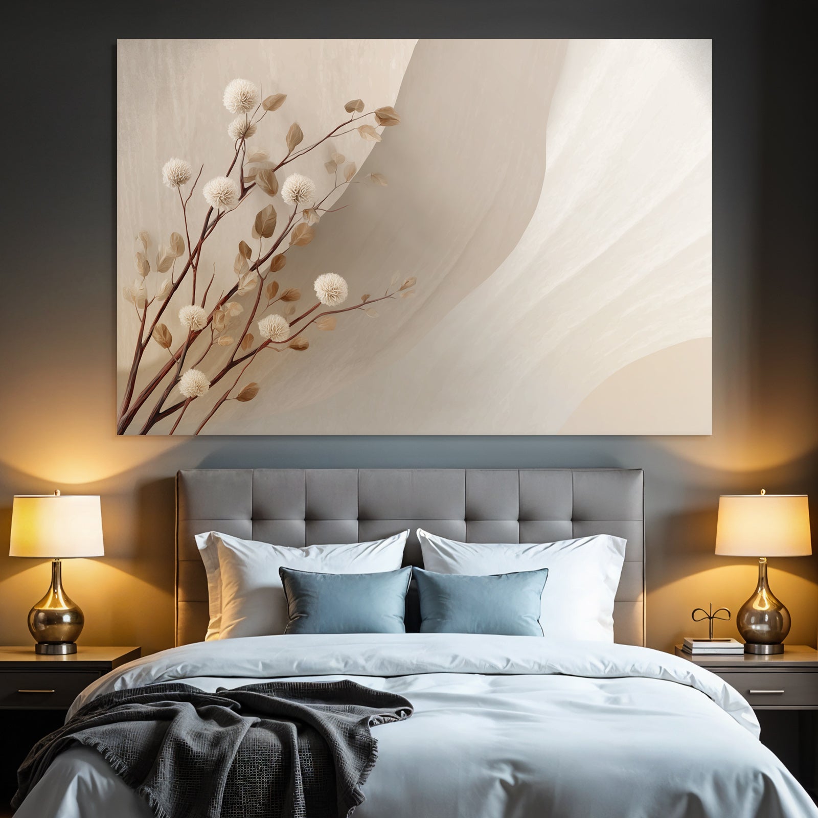 Abstract Flower Branch Artwork Warm Colors