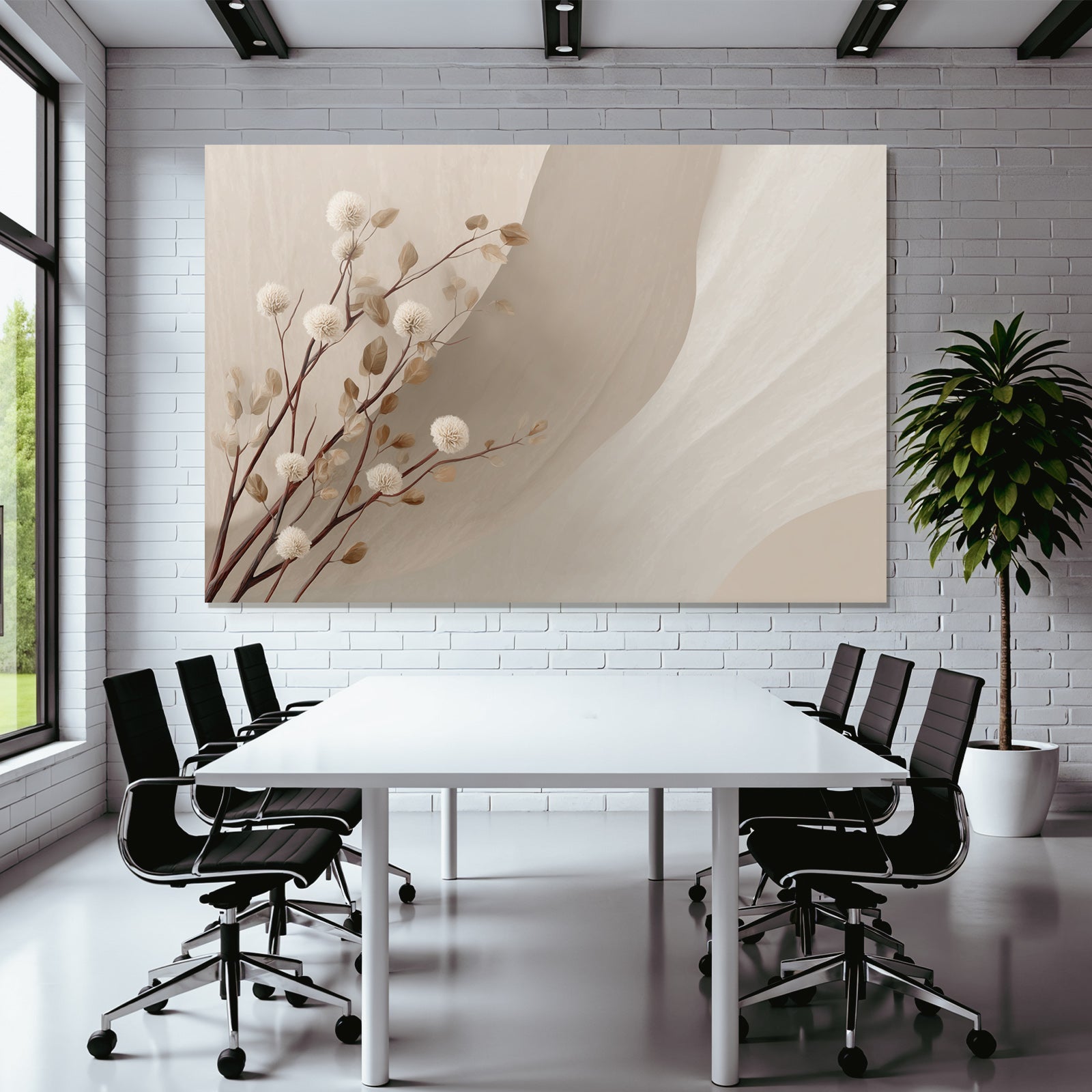 Abstract Flower Branch Artwork Warm Colors