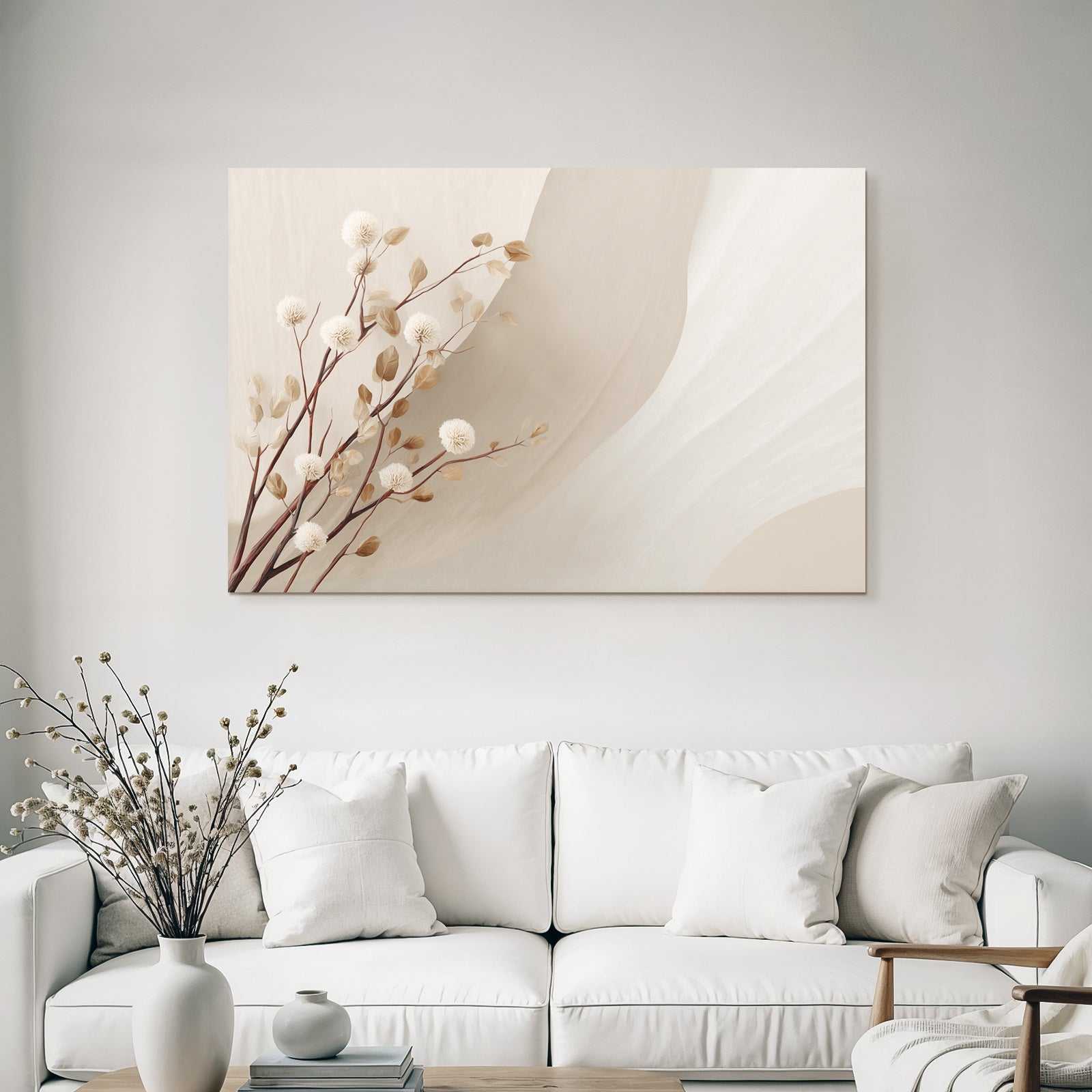 Abstract Flower Branch Artwork Warm Colors