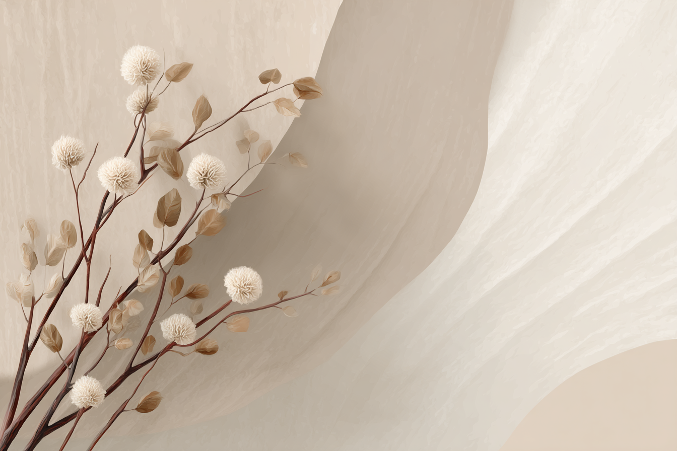 Abstract Flower Branch Artwork Warm Colors | Japandi | Einrichtungsstile