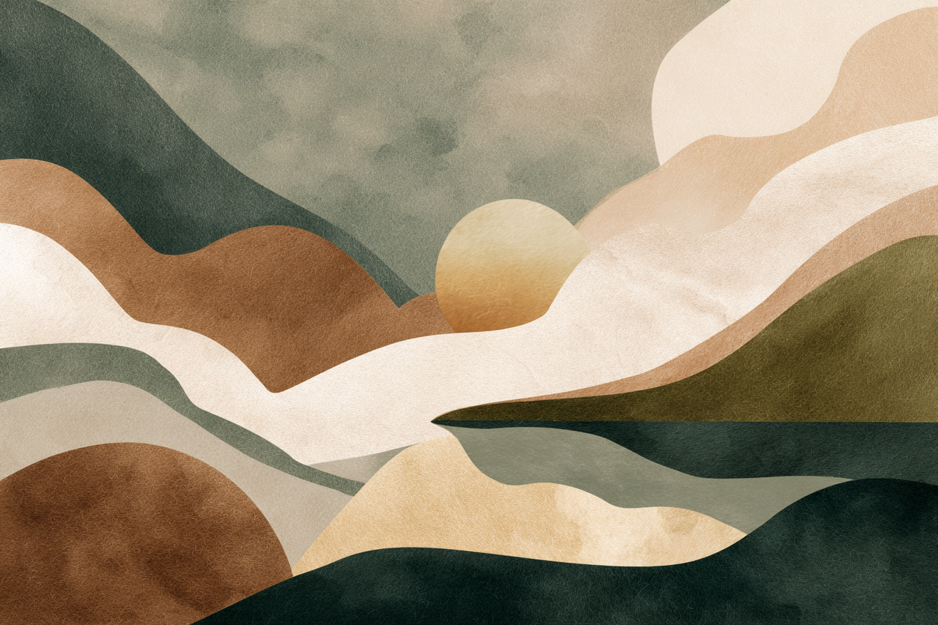 Abstract Illustration Wavy Forms Earthy Colors Landscapes Natural Elements | Japandi | Einrichtungsstile