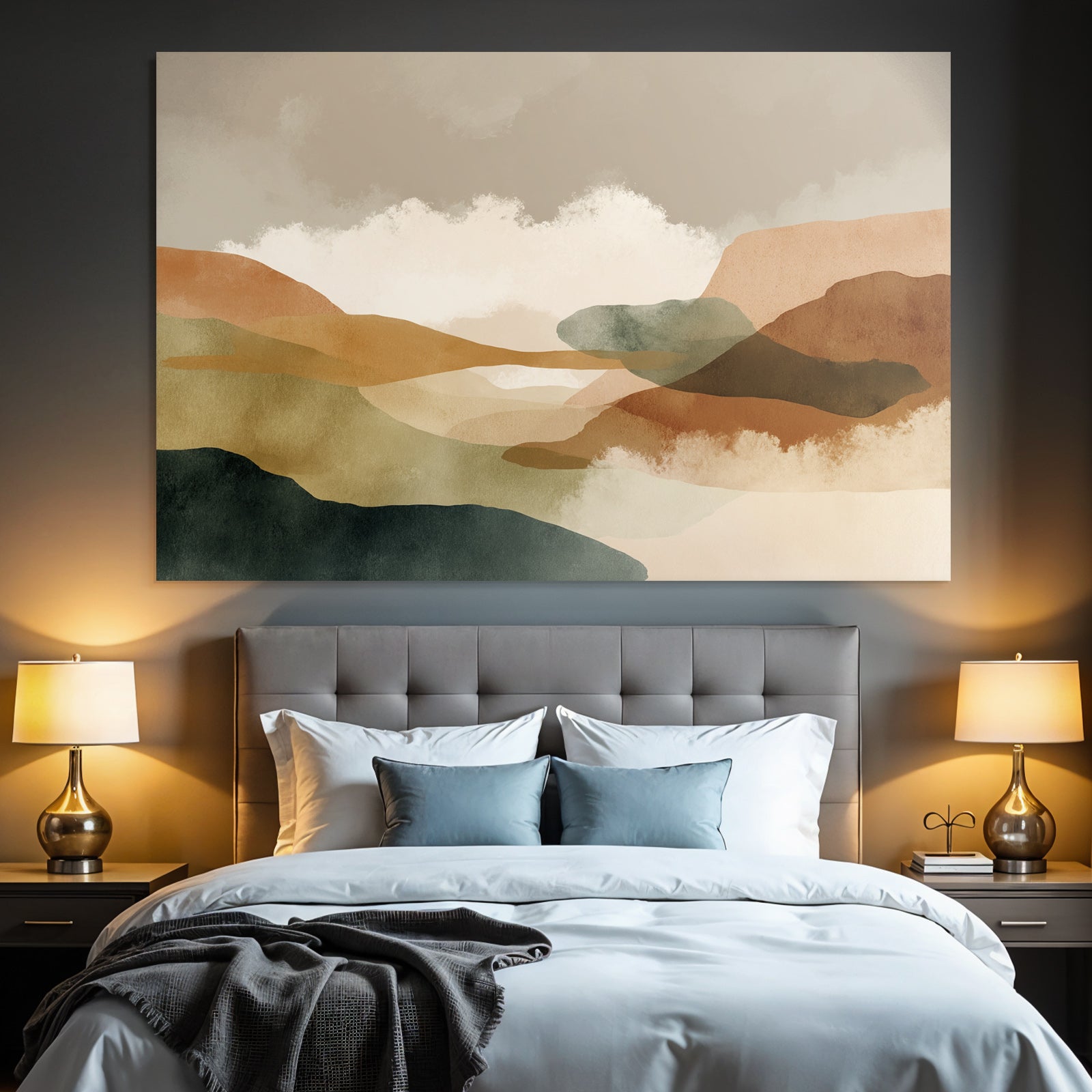 Abstract Landscape Illustration Soft Gradients Natural Colors Serene Outdoor Scene