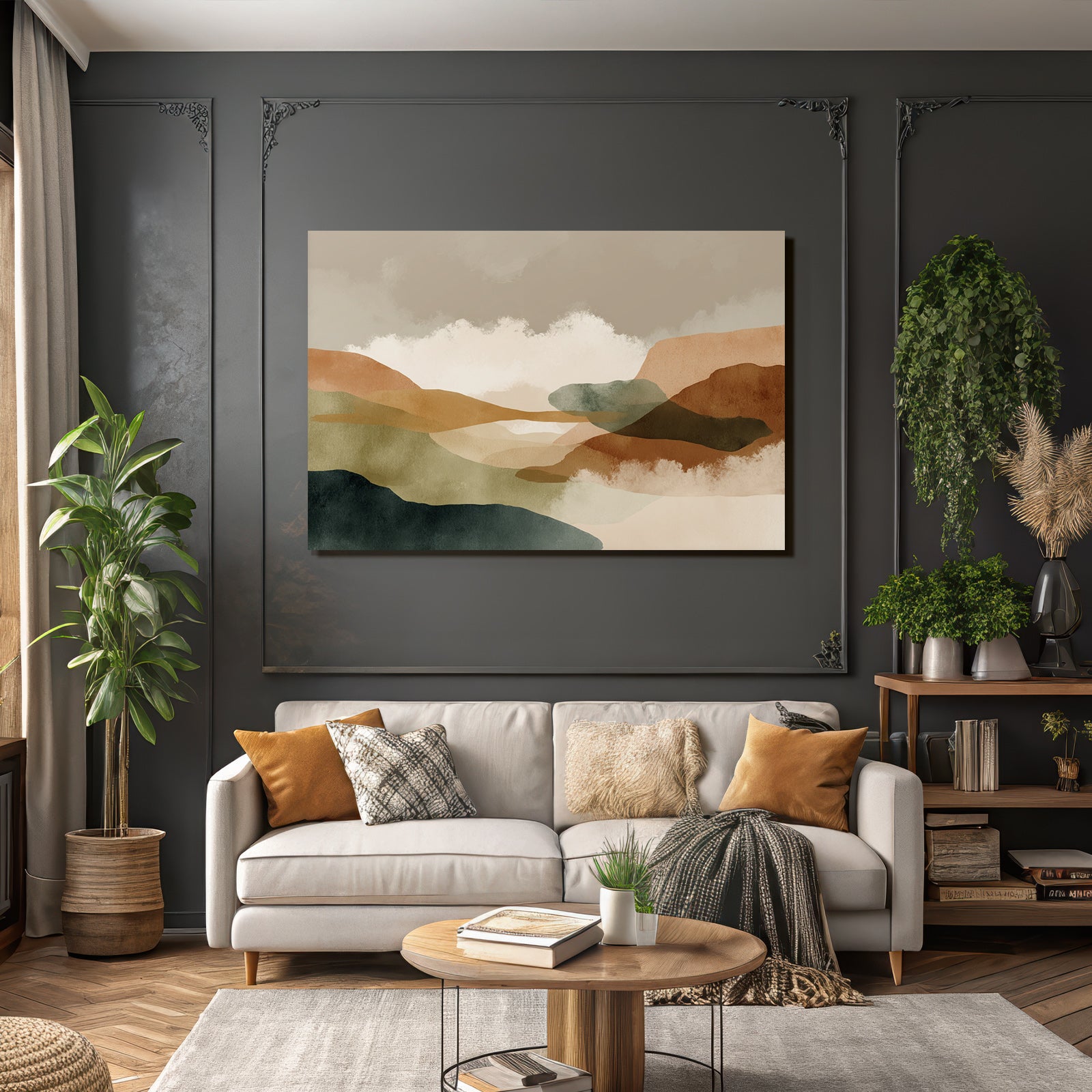 Abstract Landscape Illustration Soft Gradients Natural Colors Serene Outdoor Scene
