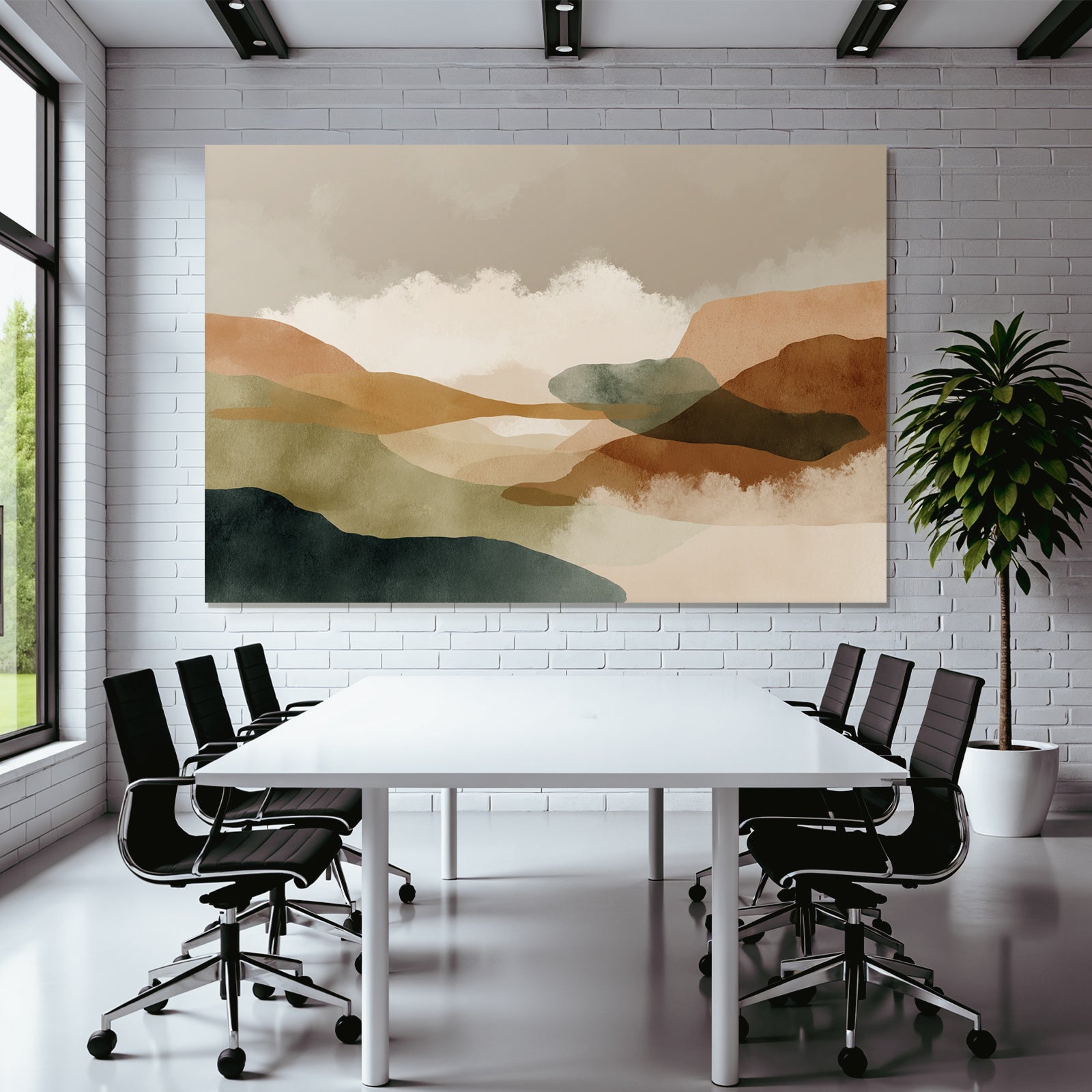 Abstract Landscape Illustration Soft Gradients Natural Colors Serene Outdoor Scene