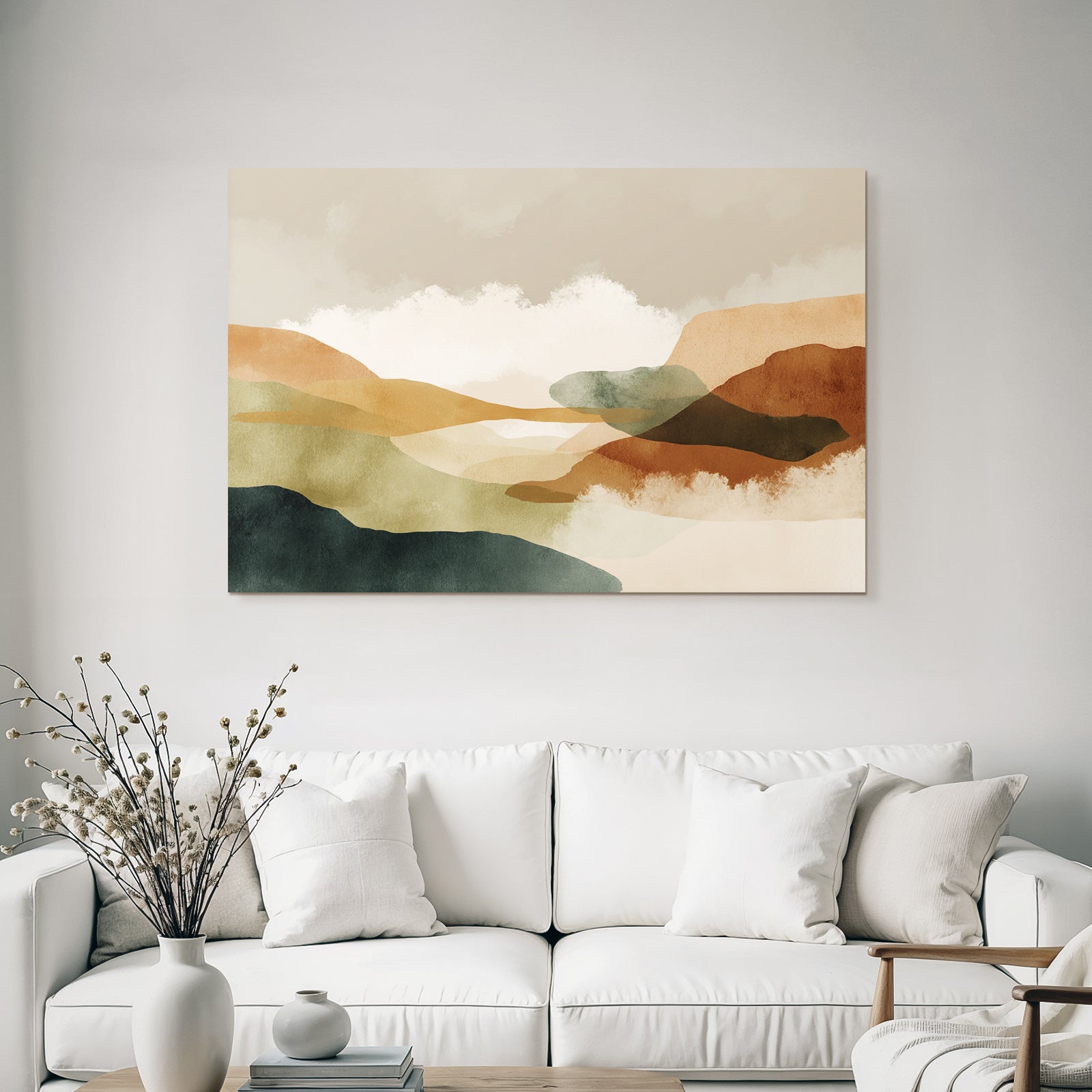 Abstract Landscape Illustration Soft Gradients Natural Colors Serene Outdoor Scene