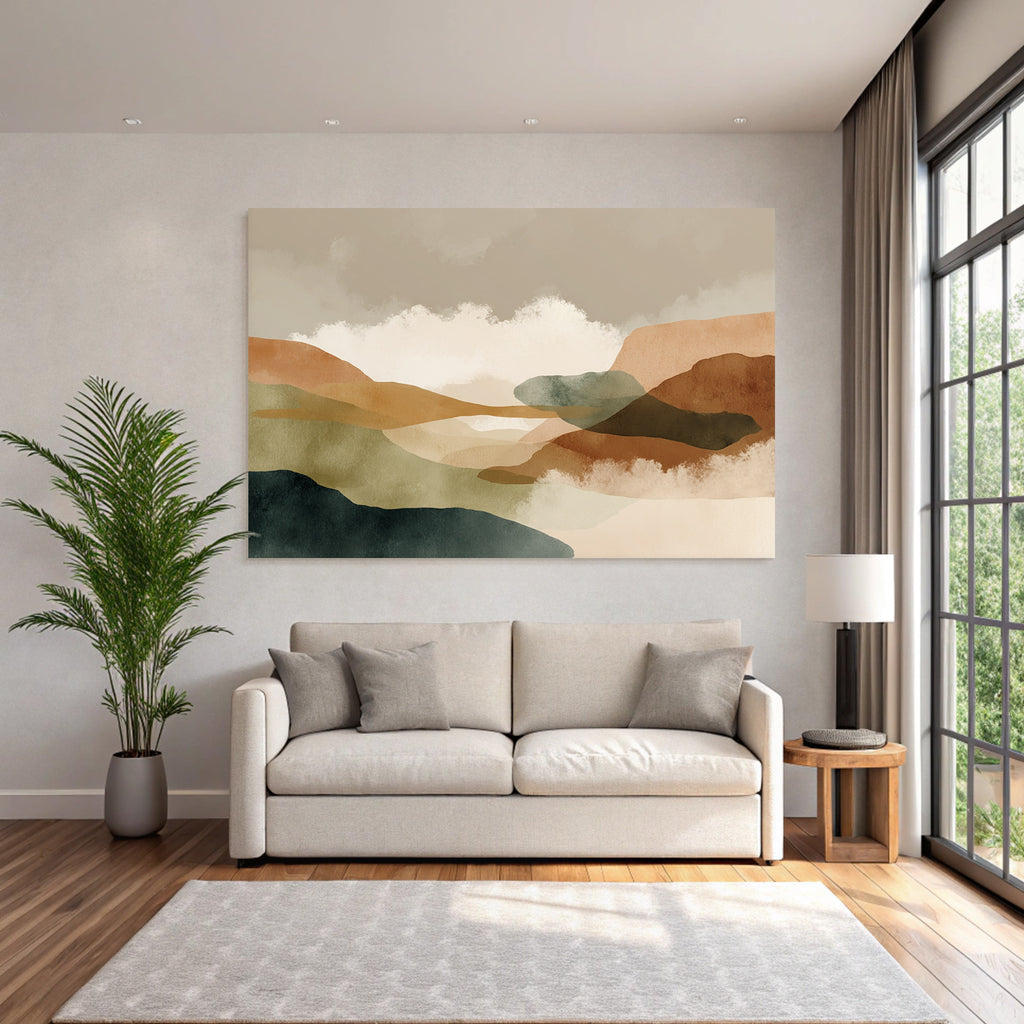 Abstract Landscape Illustration Soft Gradients Natural Colors Serene Outdoor Scene