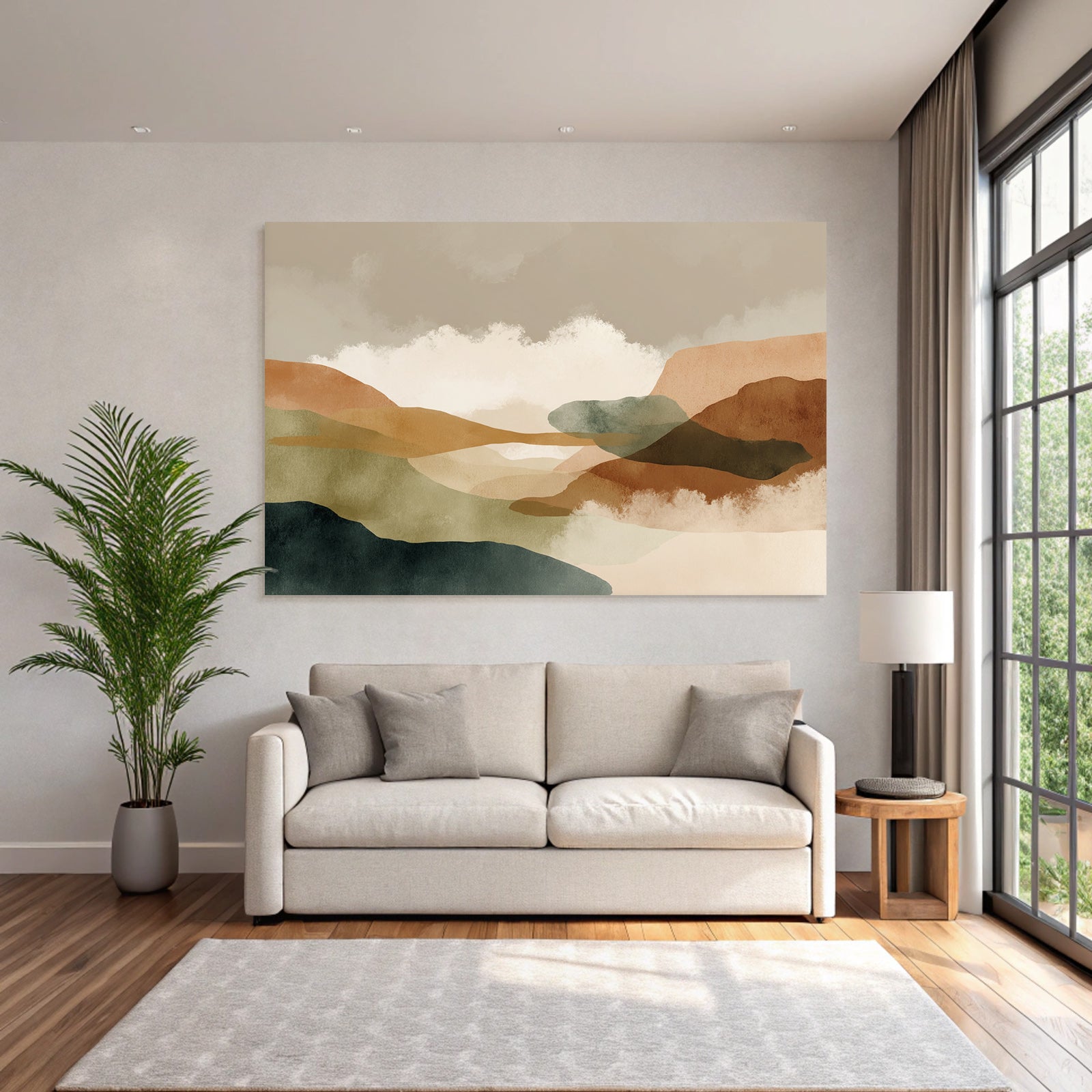 Abstract Landscape Illustration Soft Gradients Natural Colors Serene Outdoor Scene