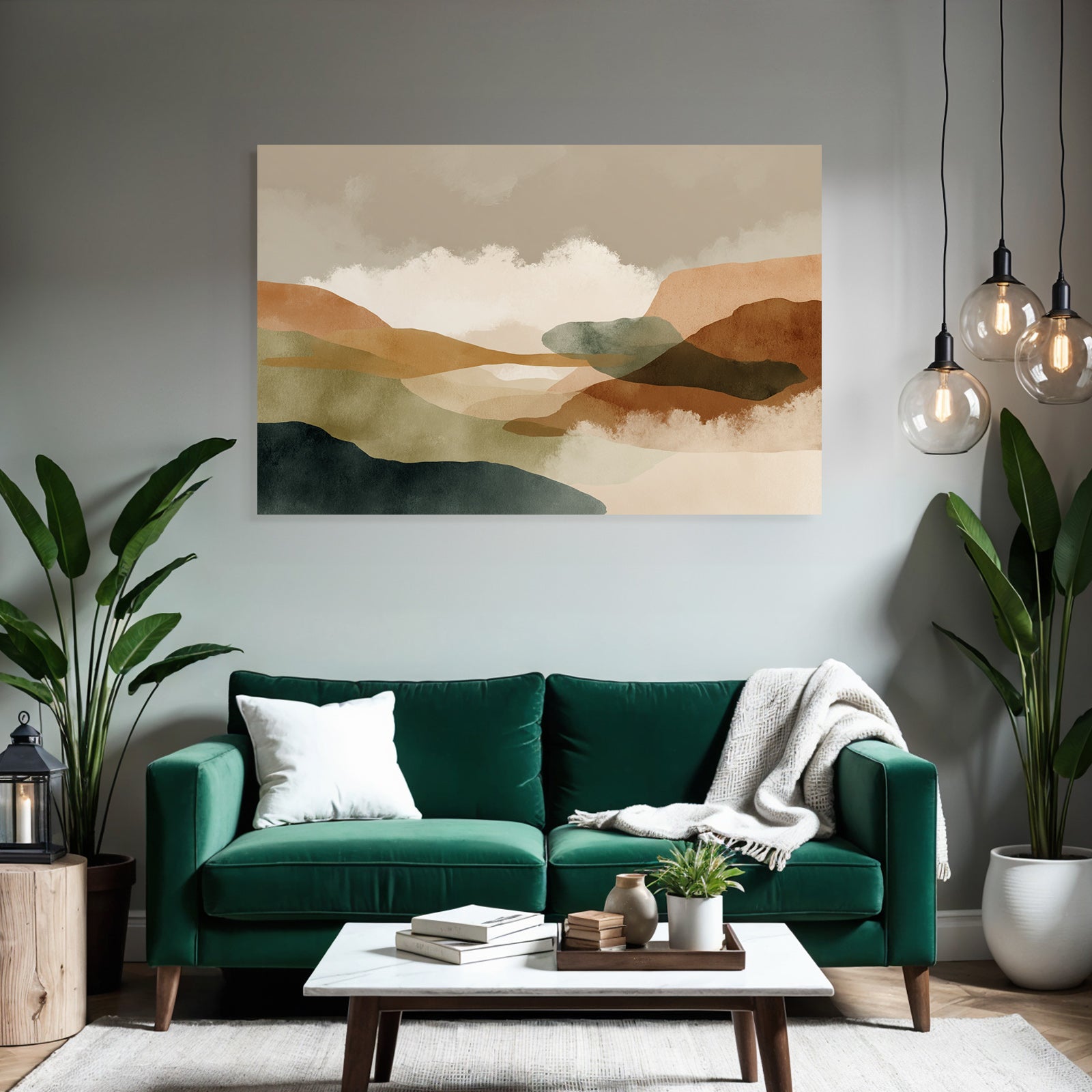 Abstract Landscape Illustration Soft Gradients Natural Colors Serene Outdoor Scene