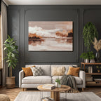 Abstract Landscape Painting Serene Scene With Water And Clouds Soft Colors Textures