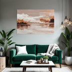 Abstract Landscape Painting Serene Scene With Water And Clouds Soft Colors Textures
