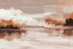 Abstract Landscape Painting Serene Scene With Water And Clouds Soft Colors Textures | Japandi | Einrichtungsstile