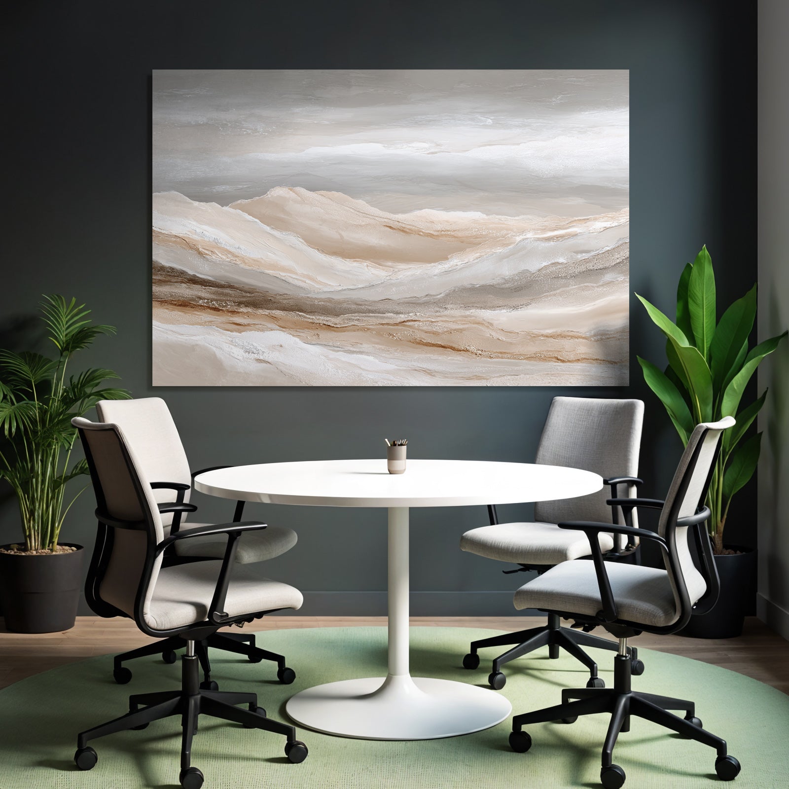 Abstract Landscape Soft Layers Neutral Tones Beige Cream Gray