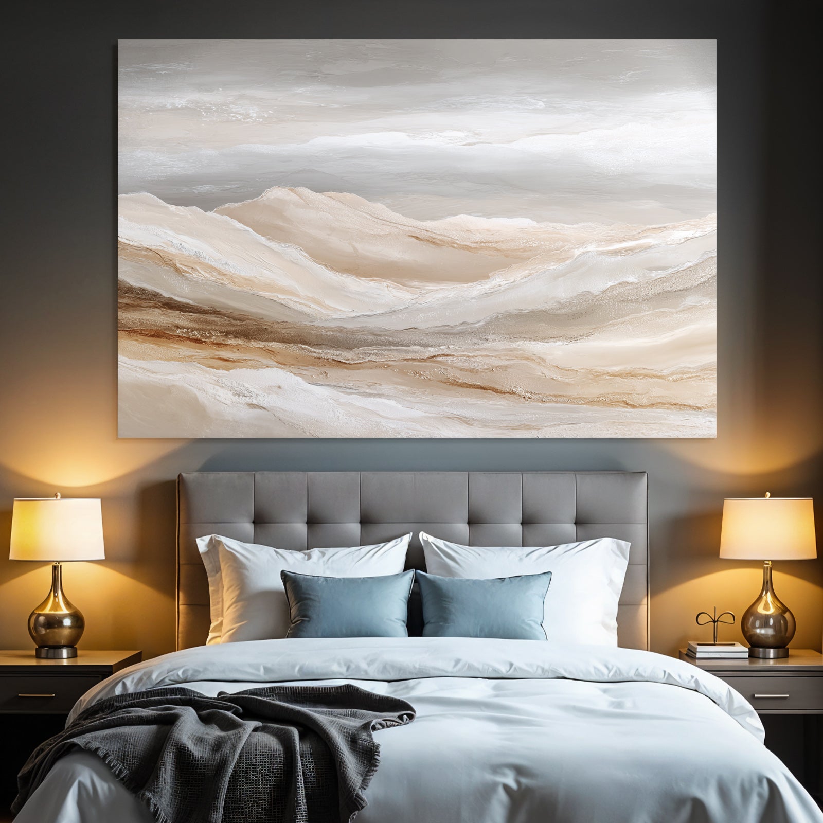 Abstract Landscape Soft Layers Neutral Tones Beige Cream Gray