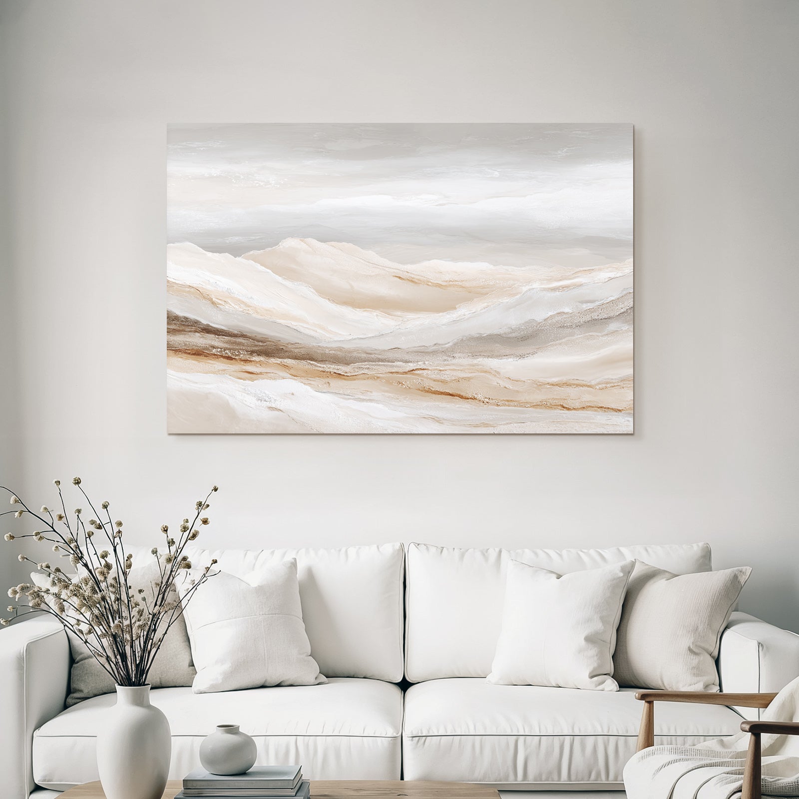Abstract Landscape Soft Layers Neutral Tones Beige Cream Gray