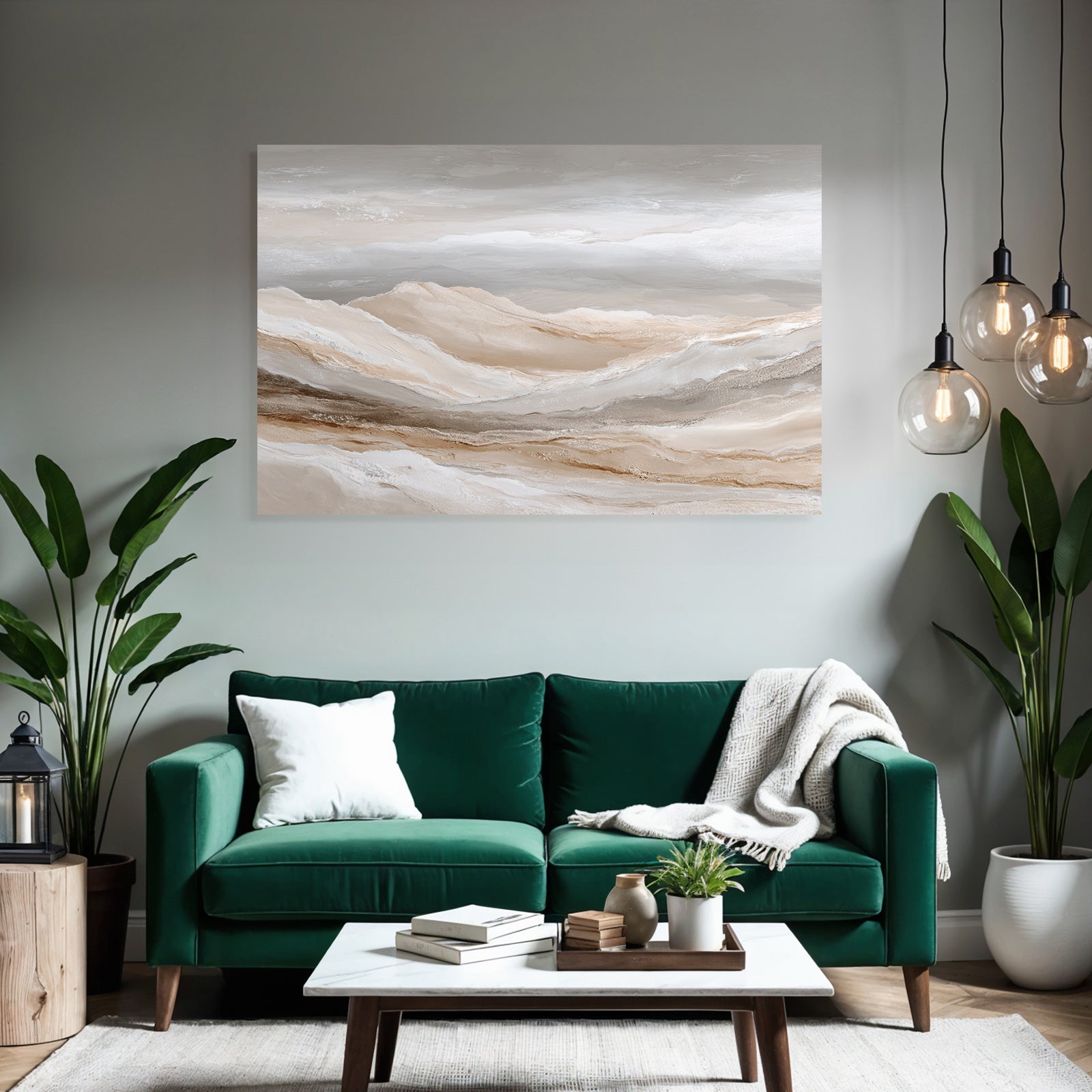 Abstract Landscape Soft Layers Neutral Tones Beige Cream Gray
