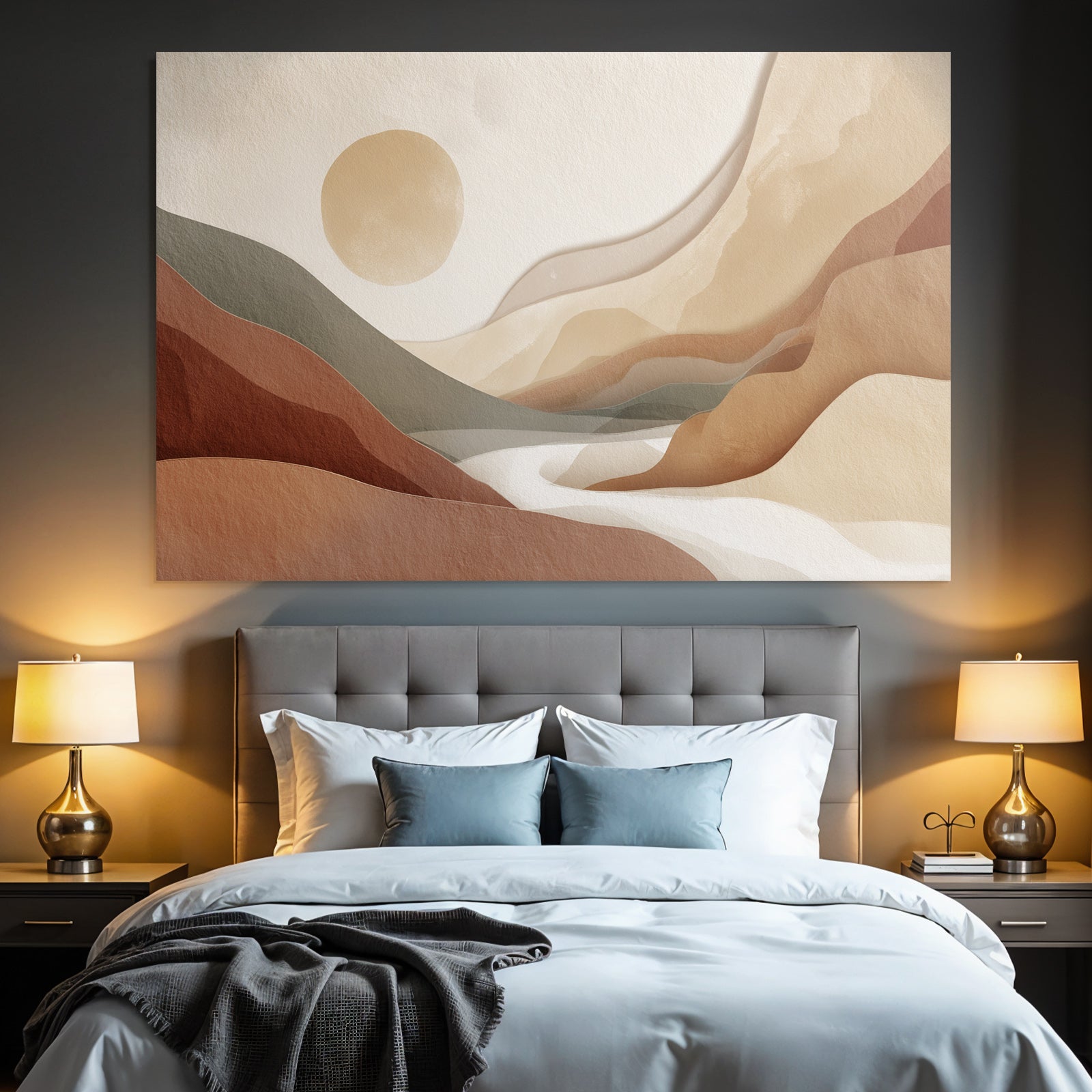 Abstract Landscape Soft Wavy Shapes Muted Color Palette Natural Environment