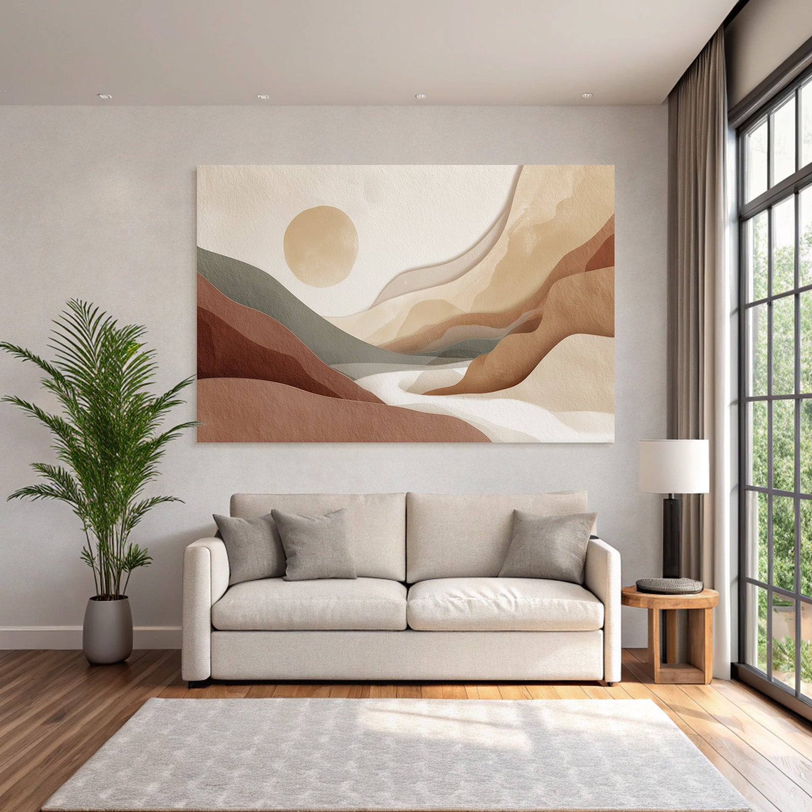 Abstract Landscape Soft Wavy Shapes Muted Color Palette Natural Environment