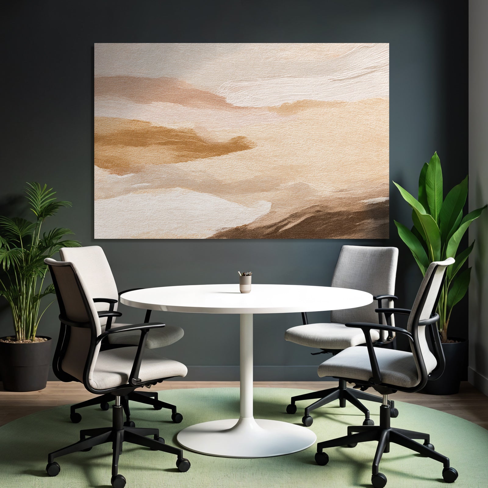 Abstract Painting Soft Colors Beige Brown Light Pink