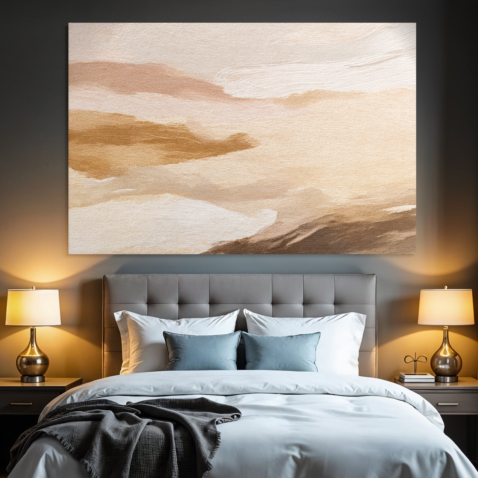 Abstract Painting Soft Colors Beige Brown Light Pink