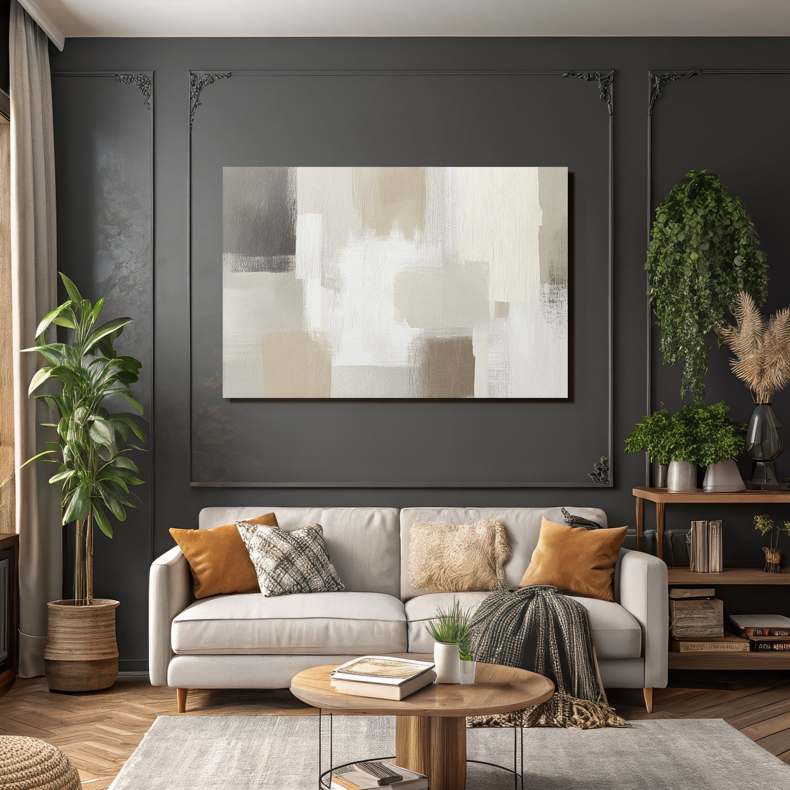 Abstract Painting Soft Neutral Colors Textured Style