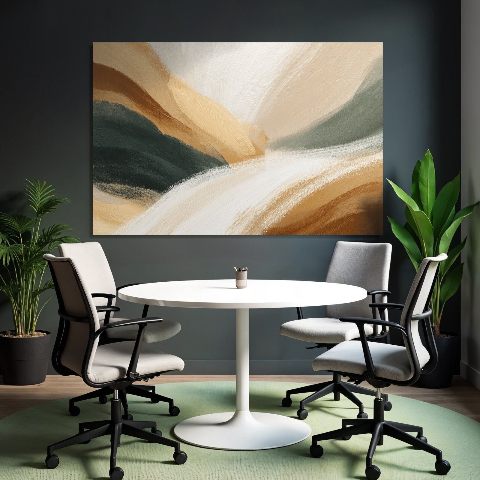 Abstract Painting Swirl Earthy Colors Brown Green