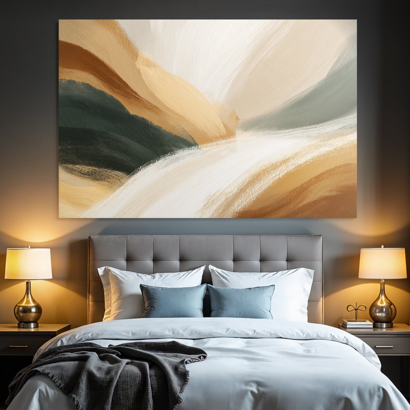 Abstract Painting Swirl Earthy Colors Brown Green