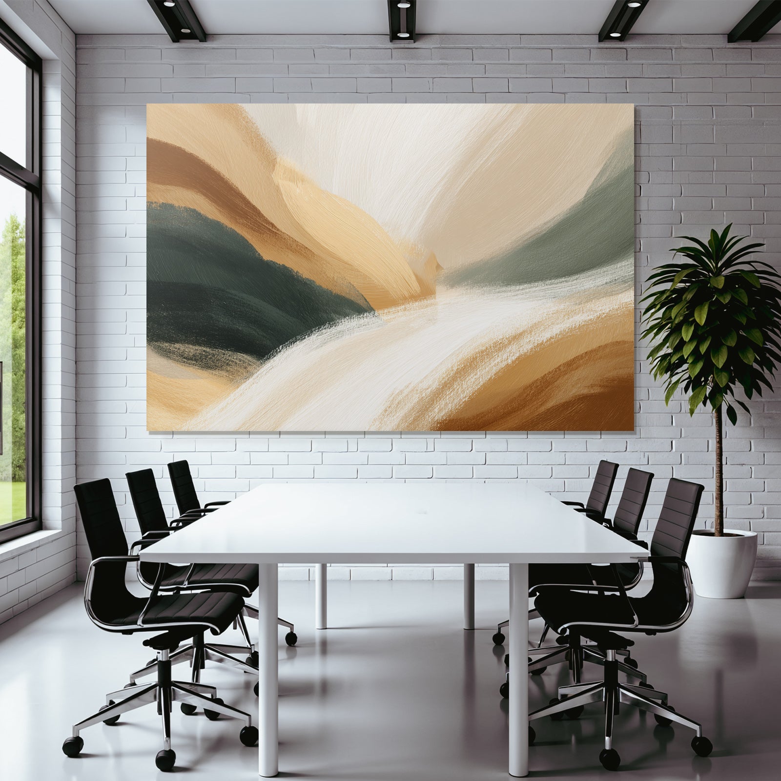 Abstract Painting Swirl Earthy Colors Brown Green