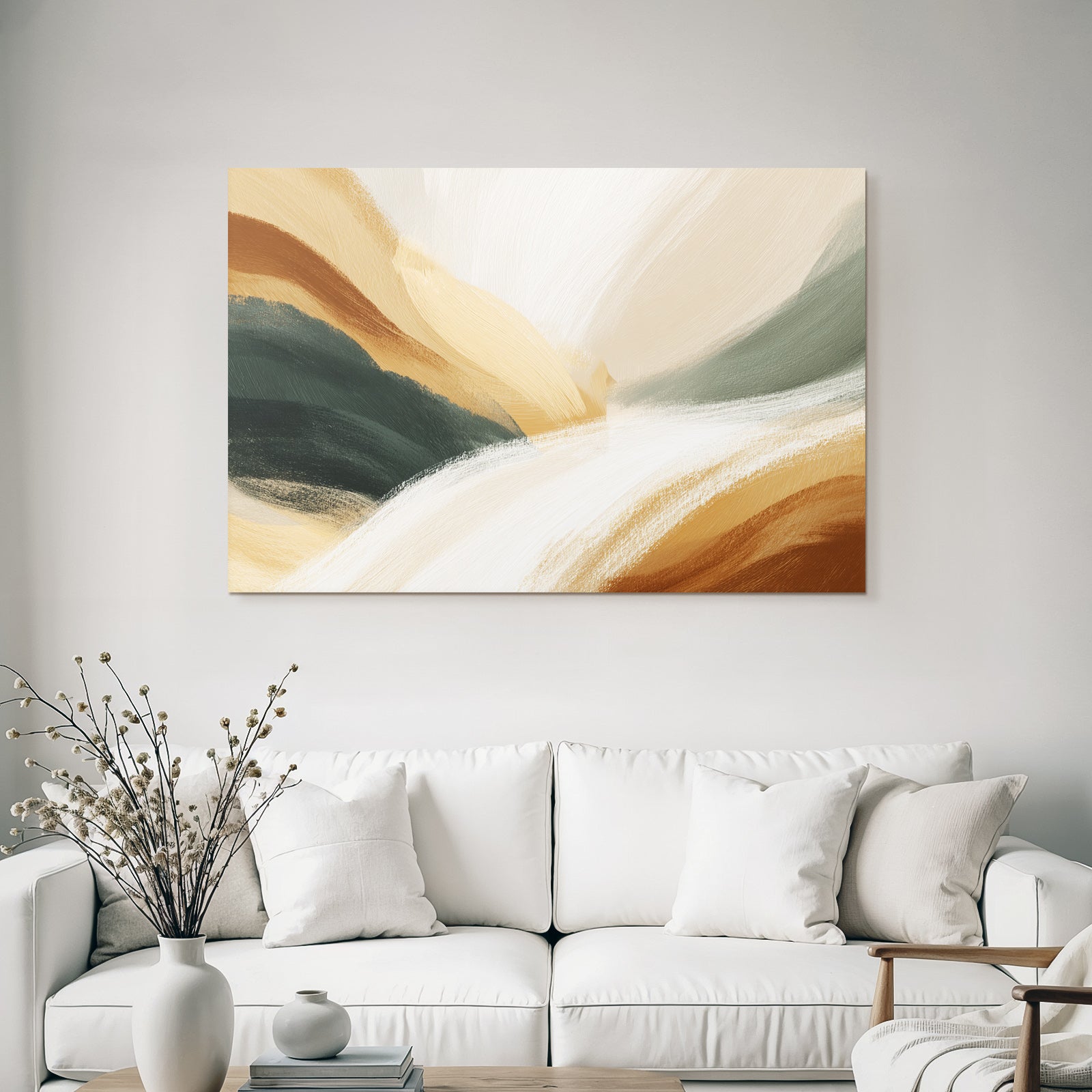 Abstract Painting Swirl Earthy Colors Brown Green