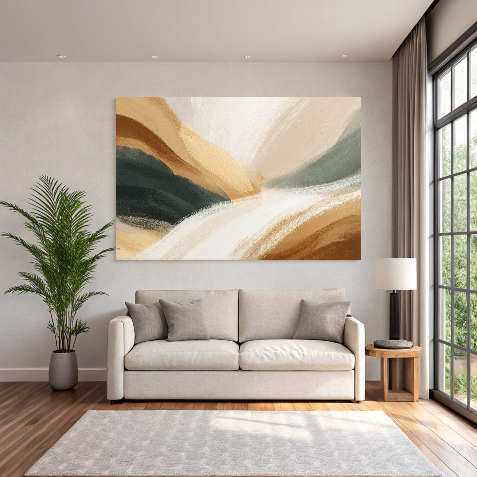 Abstract Painting Swirl Earthy Colors Brown Green