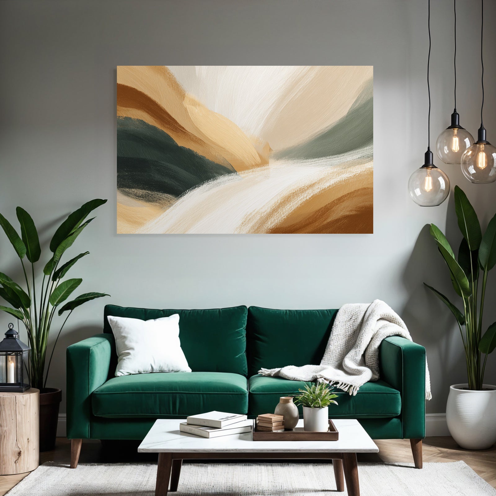 Abstract Painting Swirl Earthy Colors Brown Green