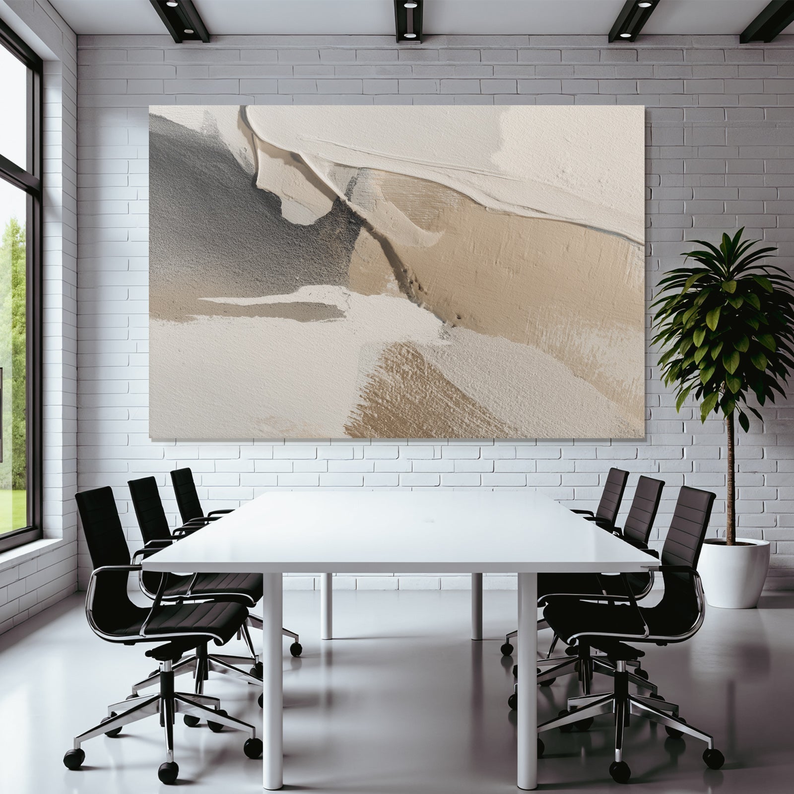 Abstracte Kunst Mit Texturierten Lagen In Neutralen Tonen