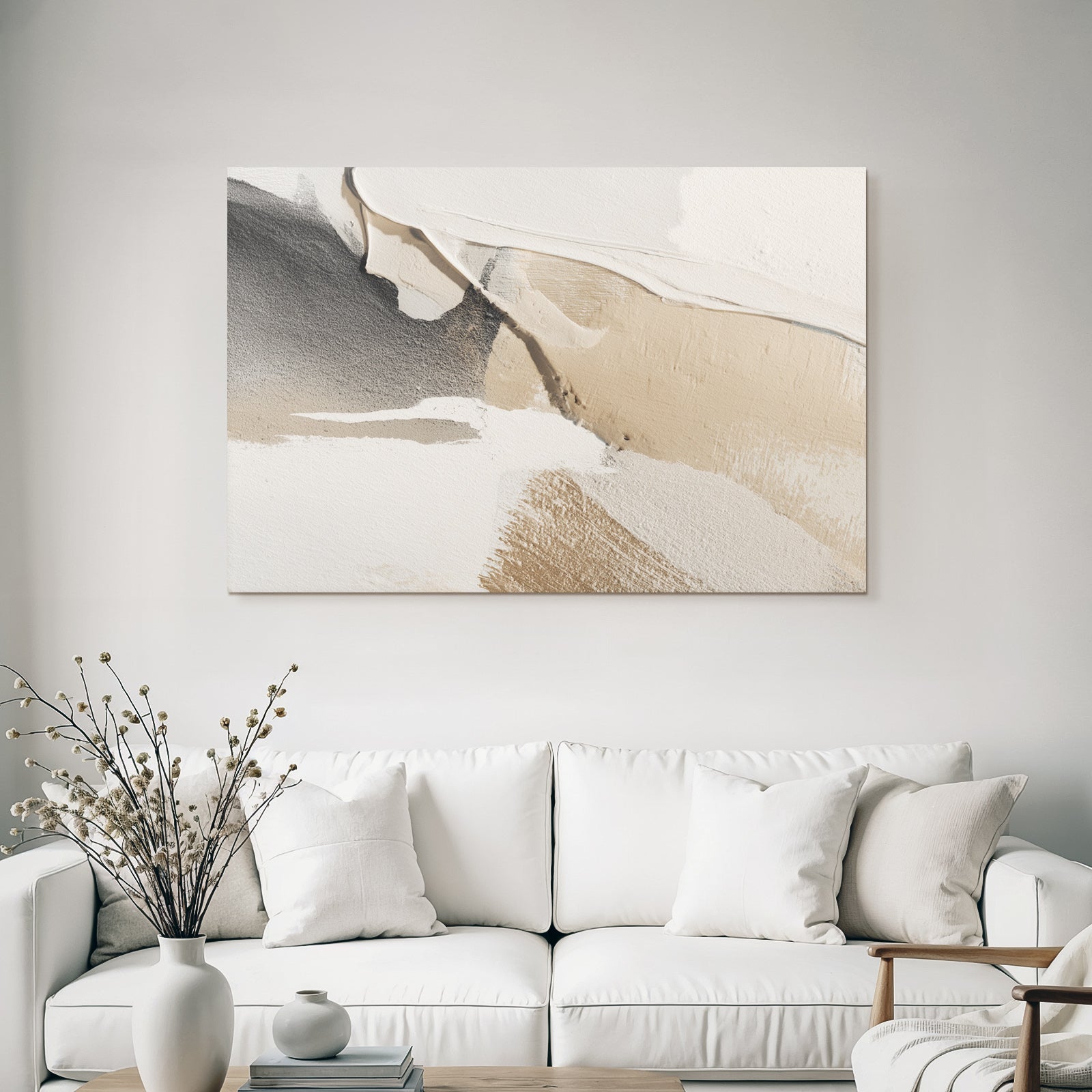 Abstracte Kunst Mit Texturierten Lagen In Neutralen Tonen