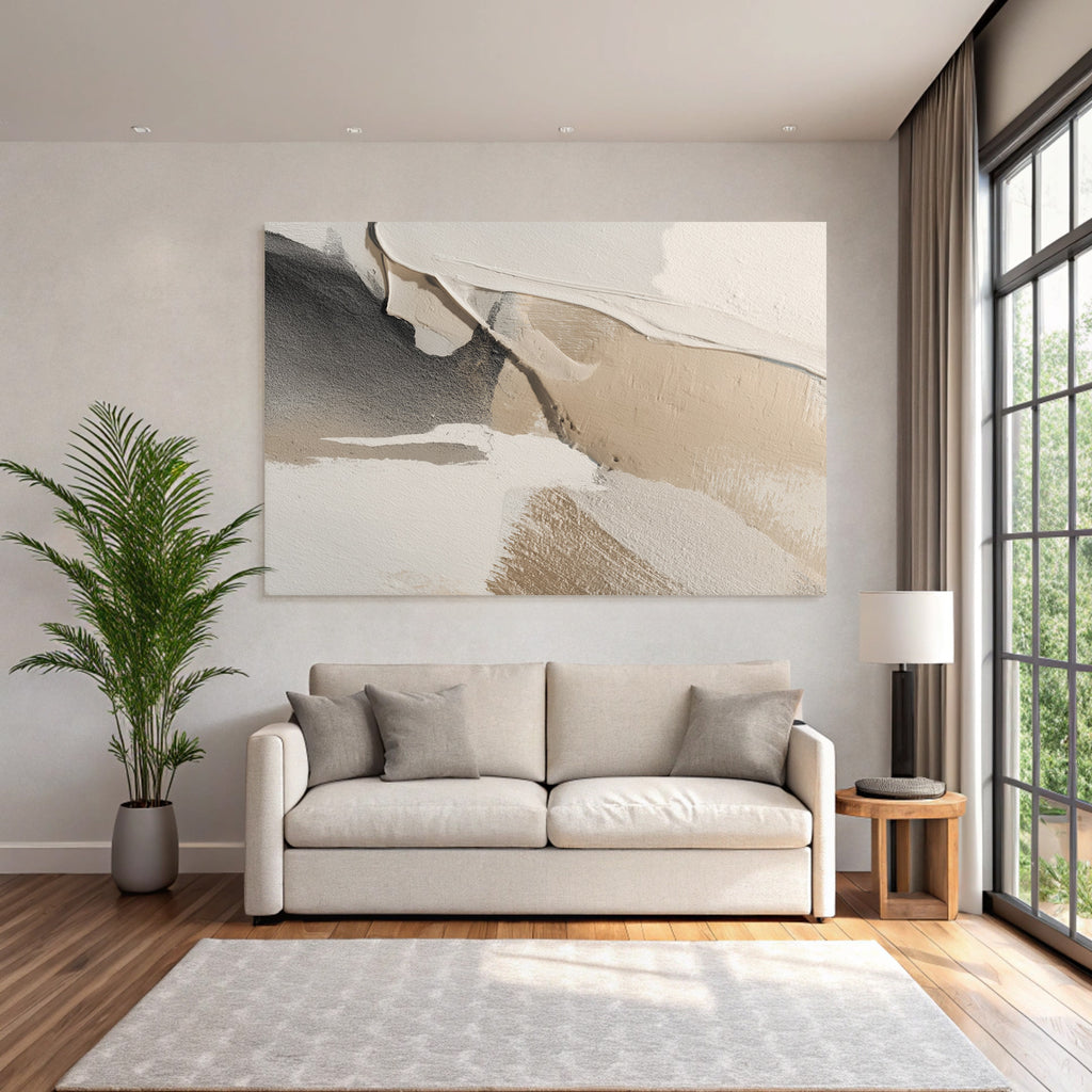 Abstracte Kunst Mit Texturierten Lagen In Neutralen Tonen