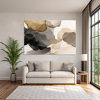 Abstrakte Aquarellmalerei Erdtoene Braun Schwarz Beige