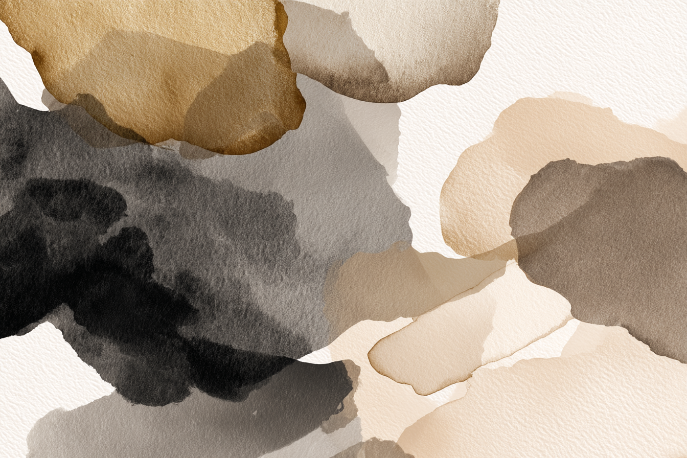 Abstrakte Aquarellmalerei Erdtoene Braun Schwarz Beige | Japandi | Einrichtungsstile