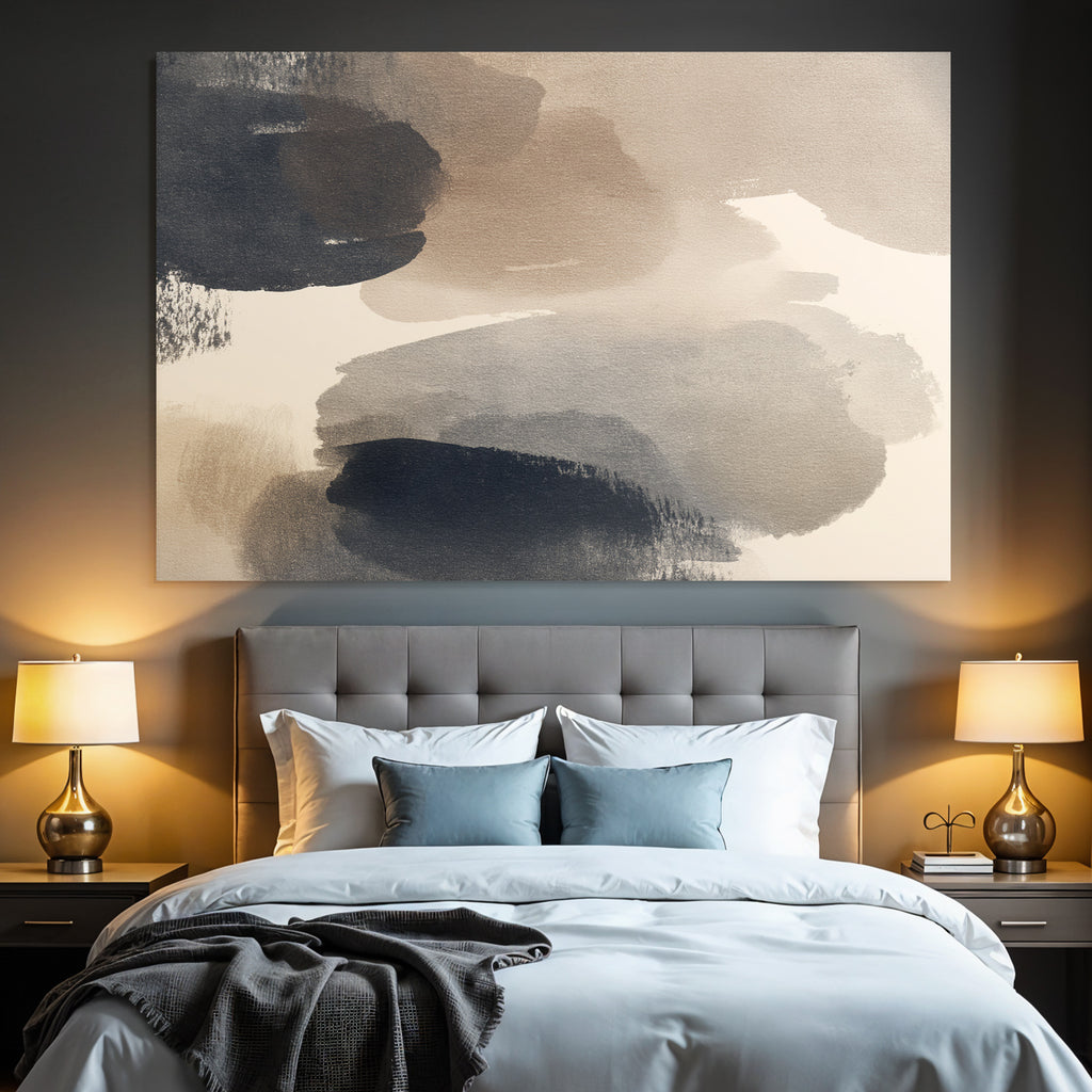 Abstrakte Aquarellmalerei In Beige Braun Und Marineblau