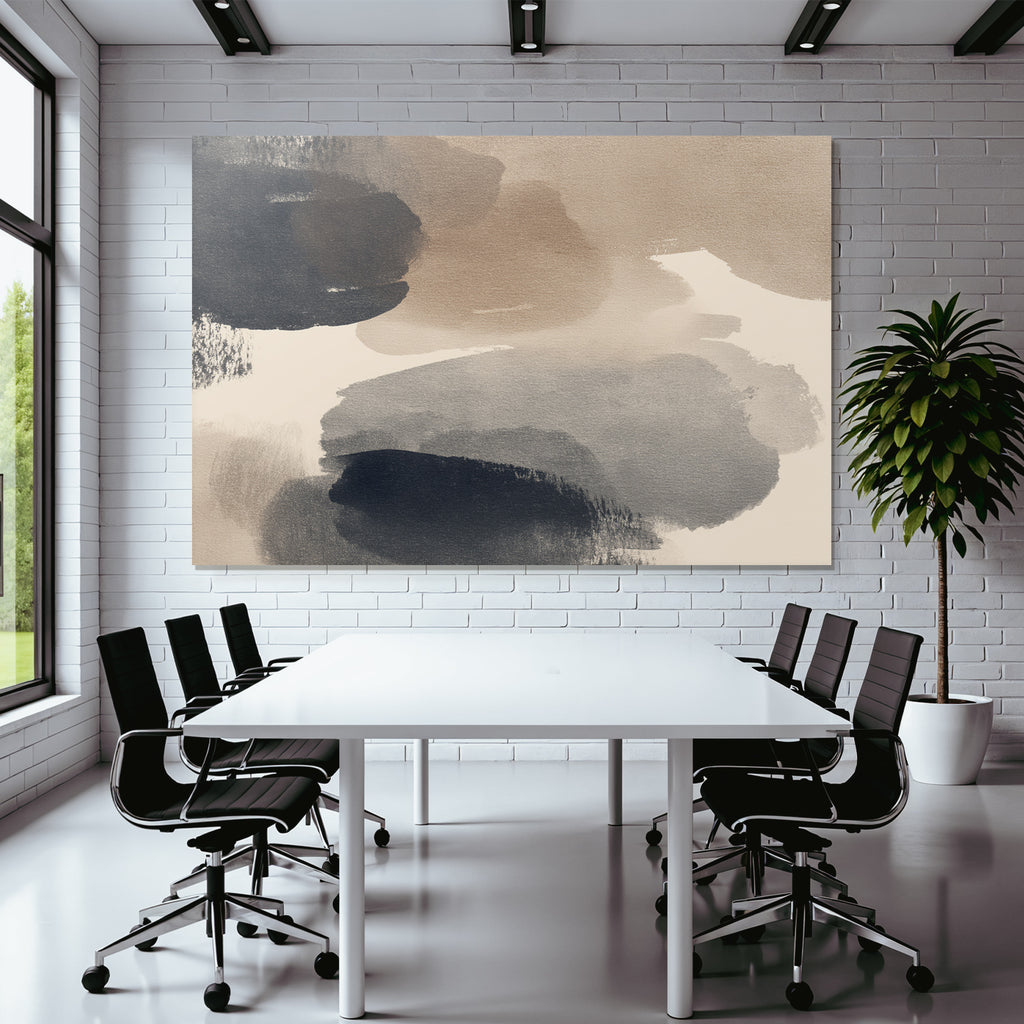 Abstrakte Aquarellmalerei In Beige Braun Und Marineblau