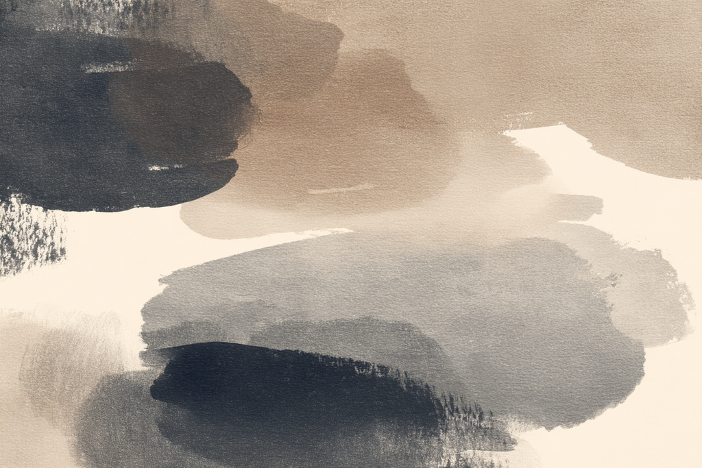 Abstrakte Aquarellmalerei In Beige Braun Und Marineblau | Japandi | Einrichtungsstile